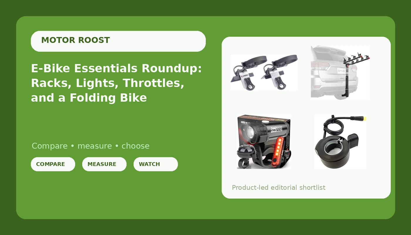 E-Bike Essentials Roundup: Racks, Lights, Throttles, and a Folding Bike