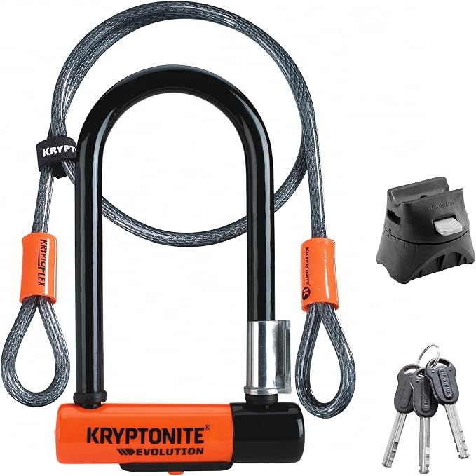 Kryptonite Evolution Mini-7 Bike U-Lock, 13mm Steel Shackle, 4 ft Cable